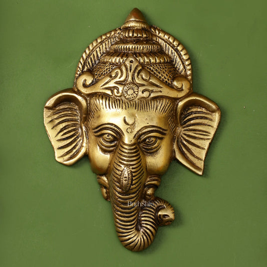 Brass Ganesha Wall Hanging - 6 x 4.5 inch