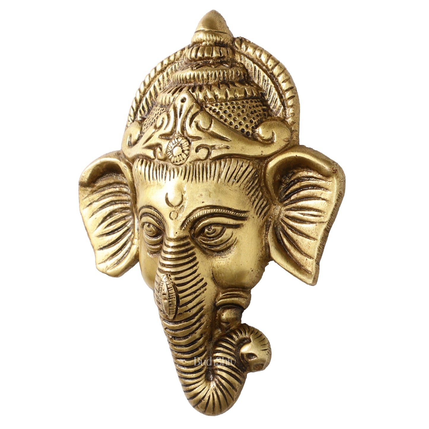 Brass Ganesha Wall Hanging - 6 x 4.5 inch