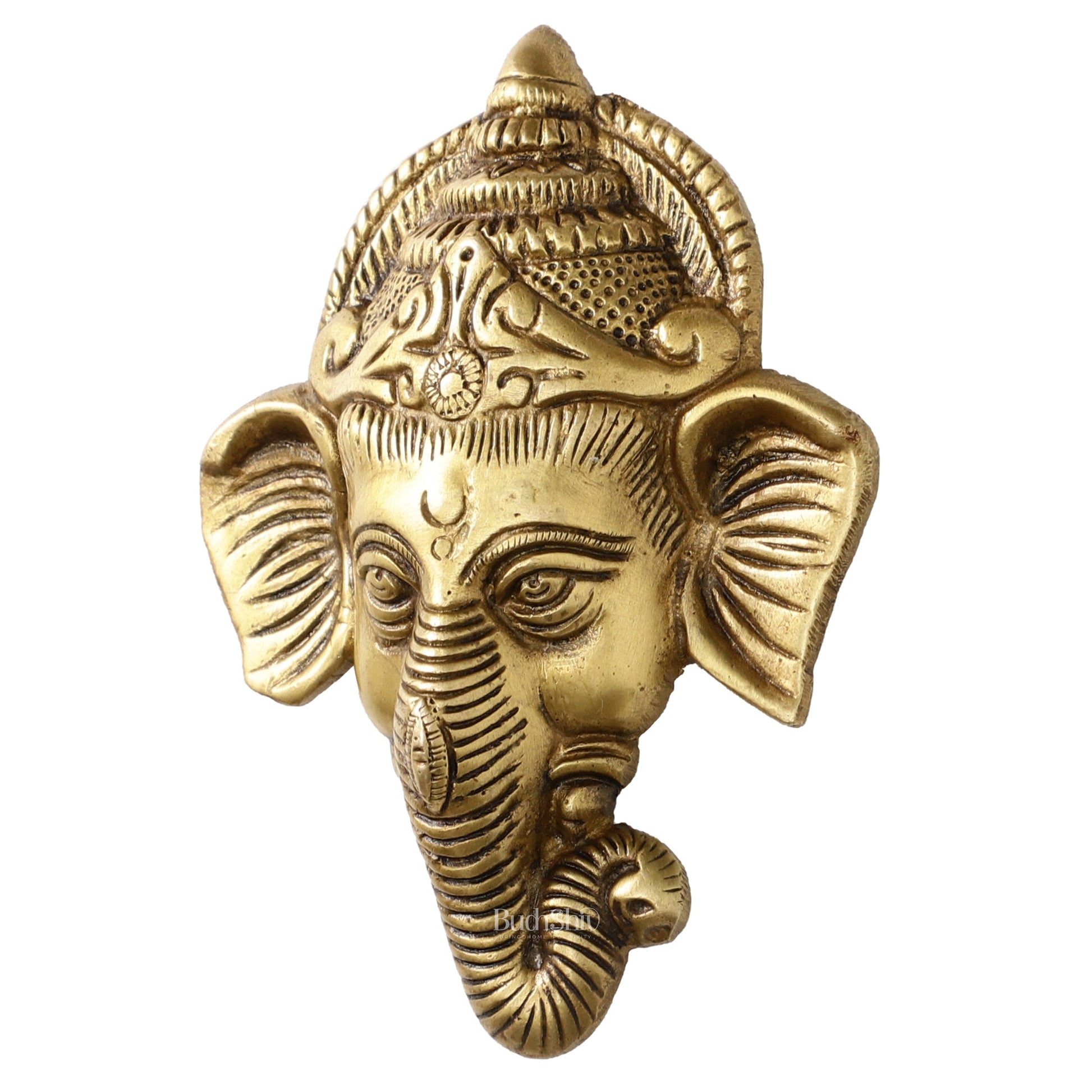 Brass Ganesha Wall Hanging - 6 x 4.5 inch
