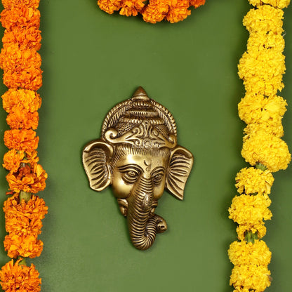 Brass Ganesha Wall Hanging - 6 x 4.5 inch