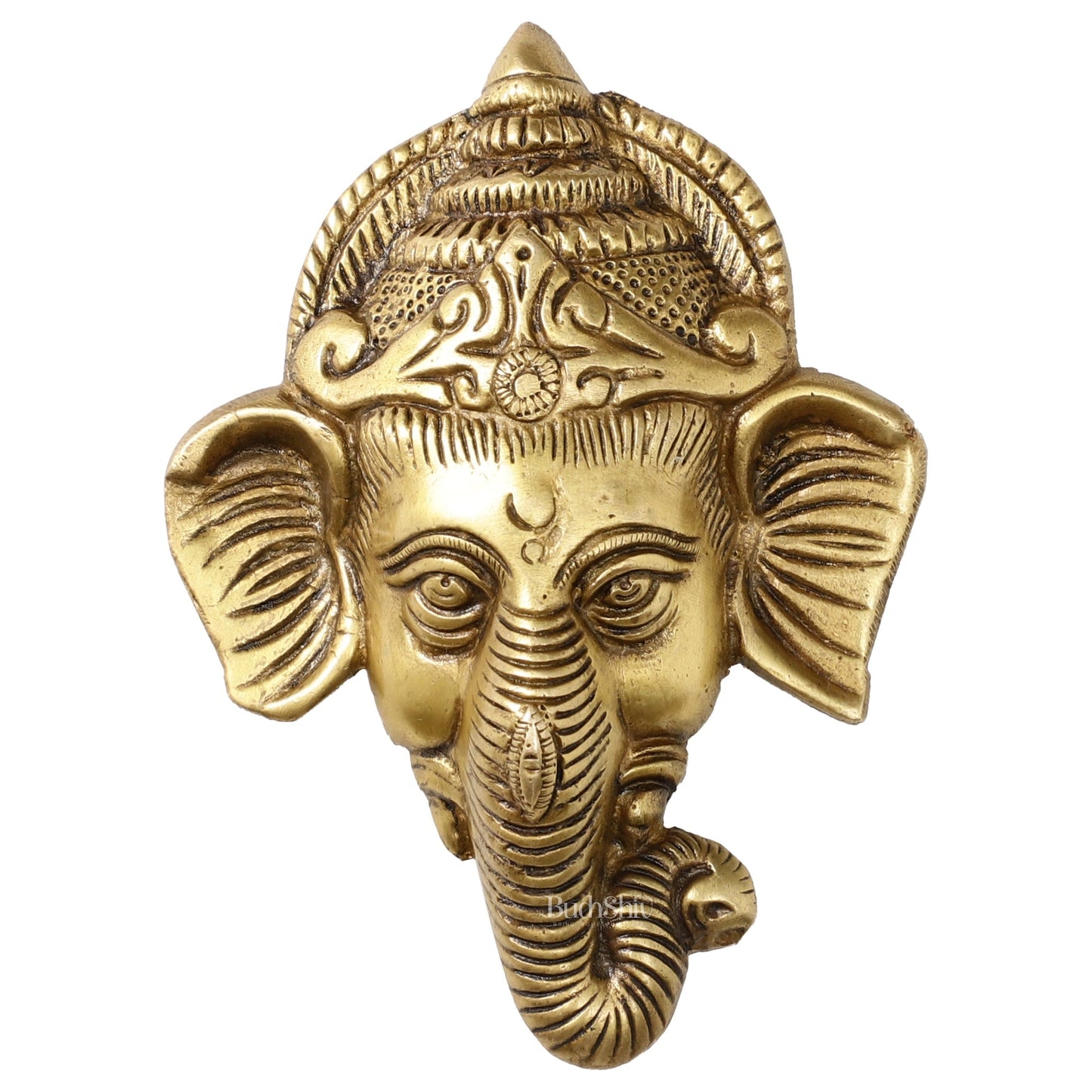 Brass Ganesha Wall Hanging - 6 x 4.5 inch