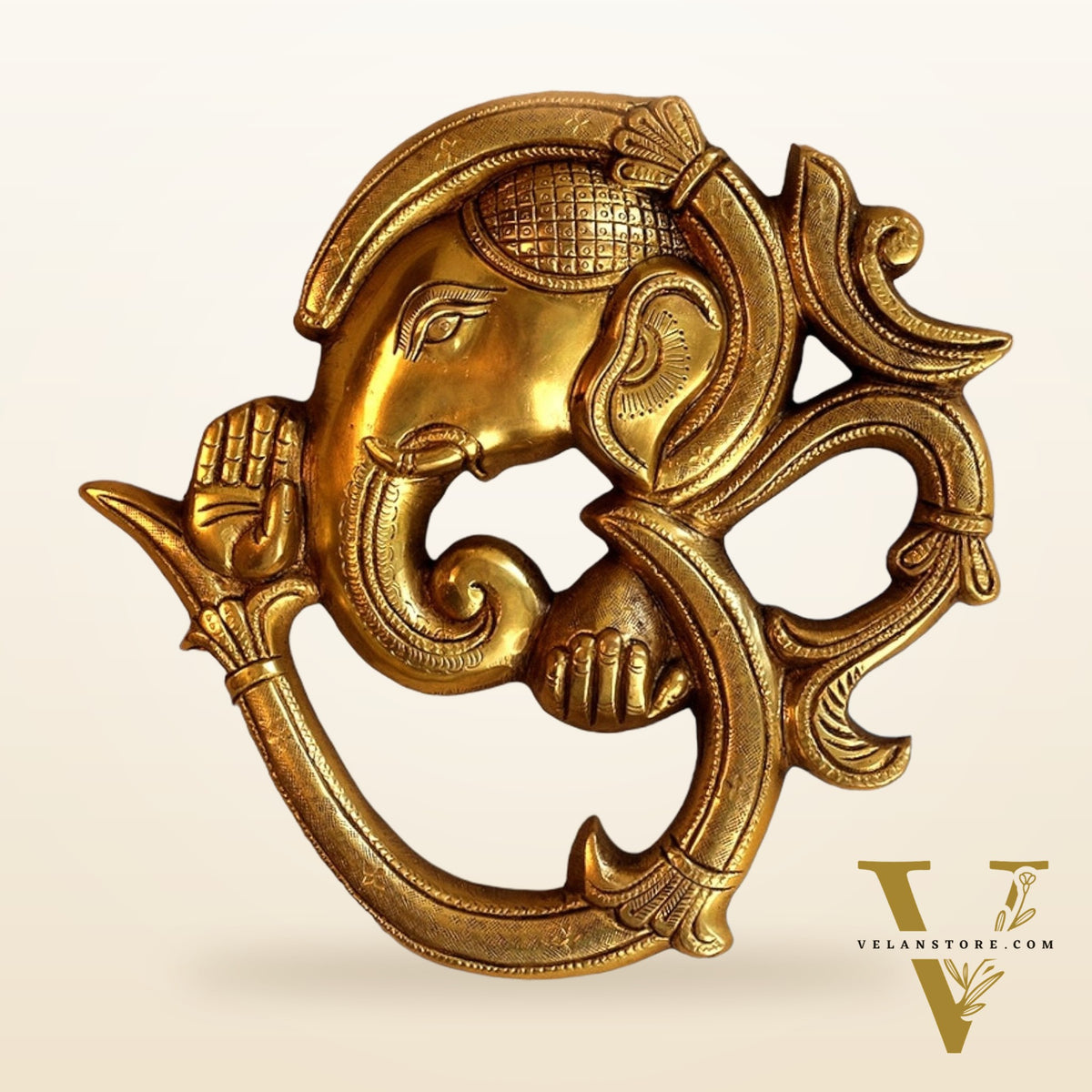 Brass Ganesha wall hanging 8"