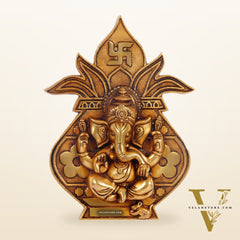 Brass Ganesha with Kalash and swastik Wall Hanging 10"