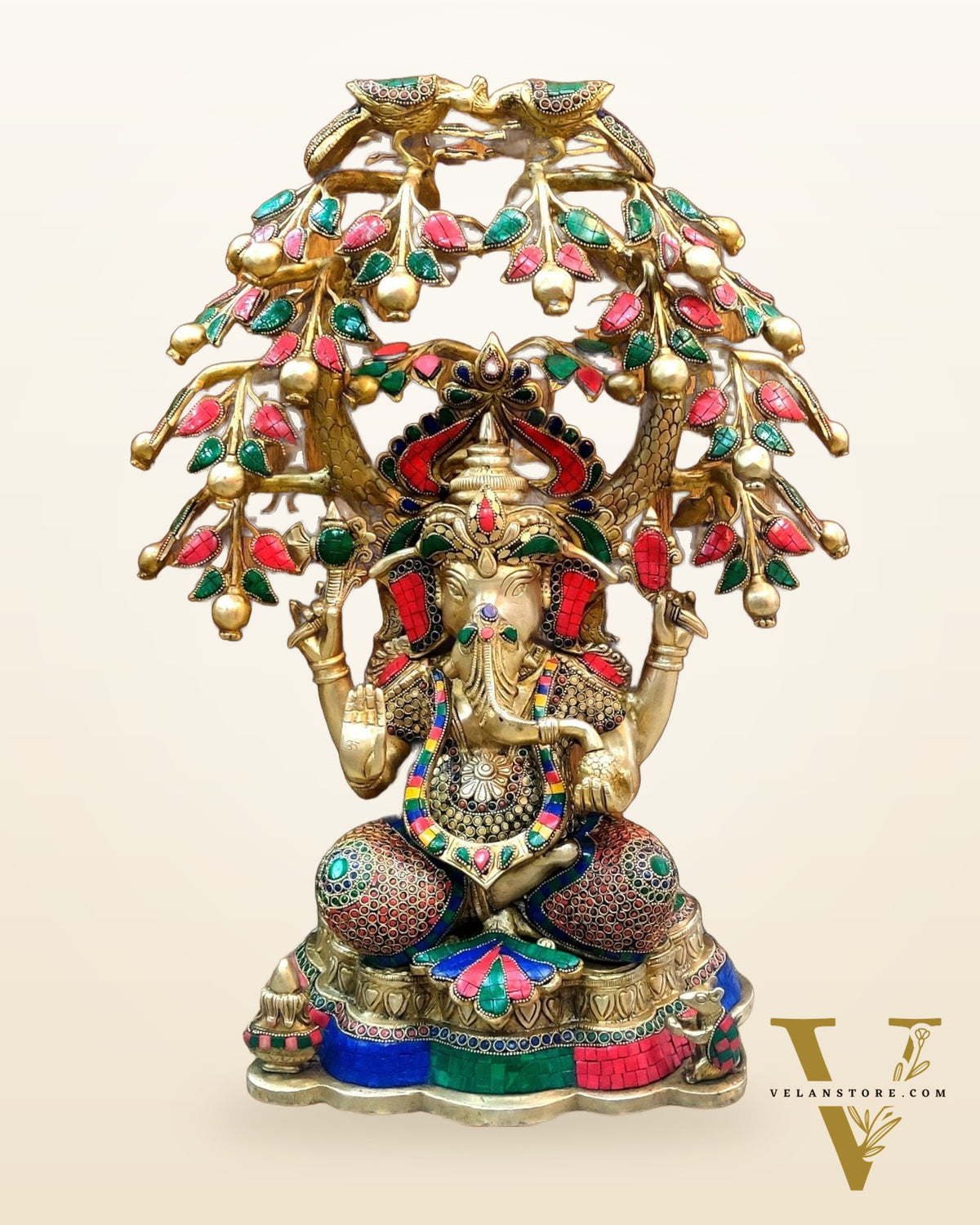 Brass Ganesha with tree idol 24"