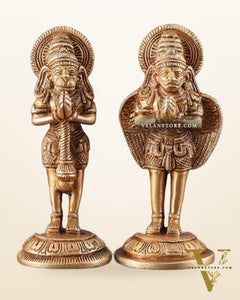Brass Garuda and Hanuman Pair – Divine Statues 4"
