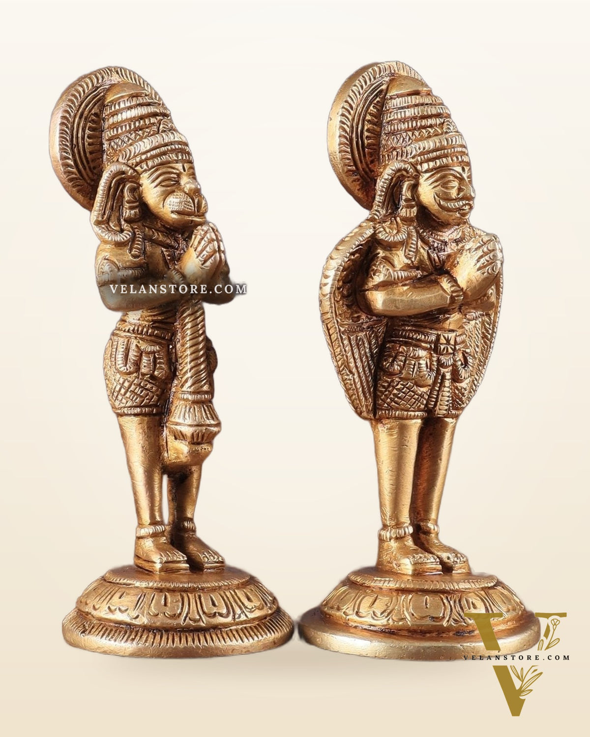 Brass Garuda and Hanuman Pair – Divine Statues 4"