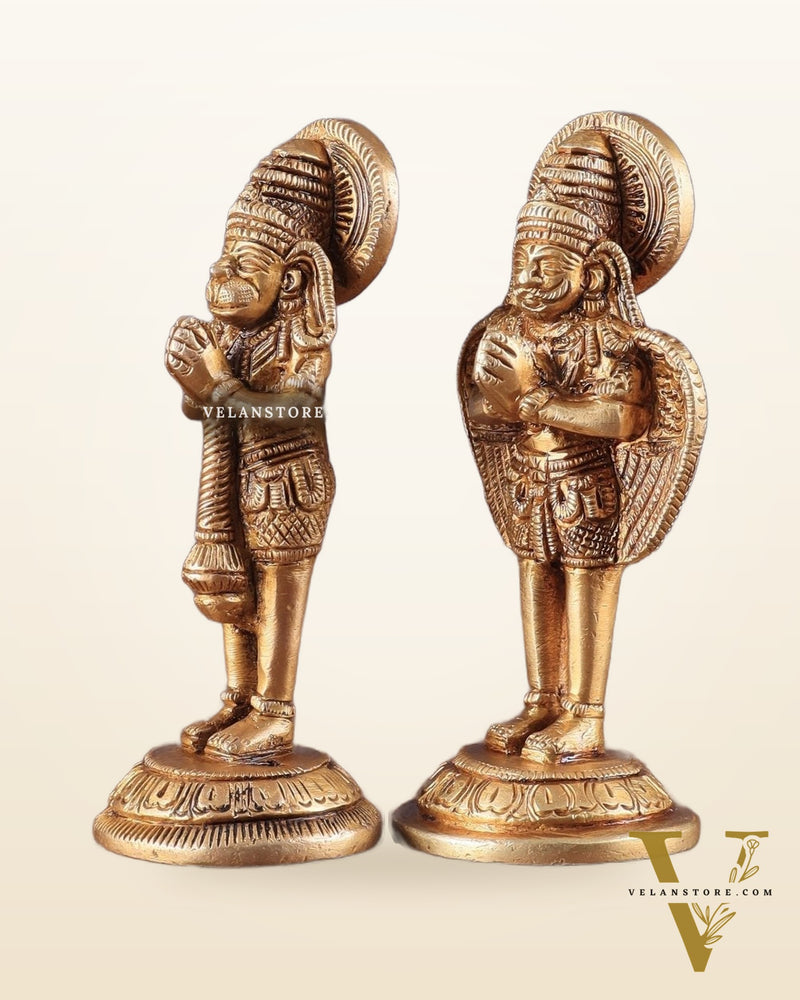 Brass Garuda and Hanuman Pair – Divine Statues 4"