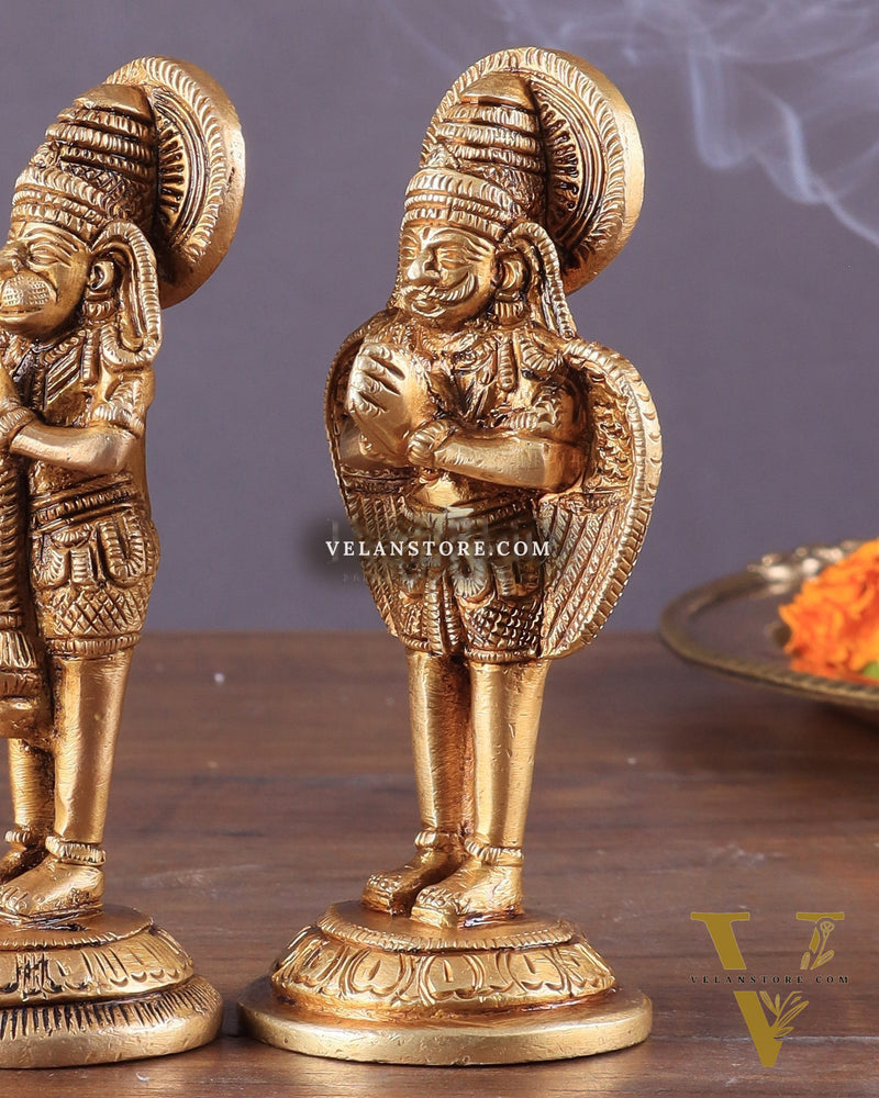 Brass Garuda and Hanuman Pair – Divine Statues 4"