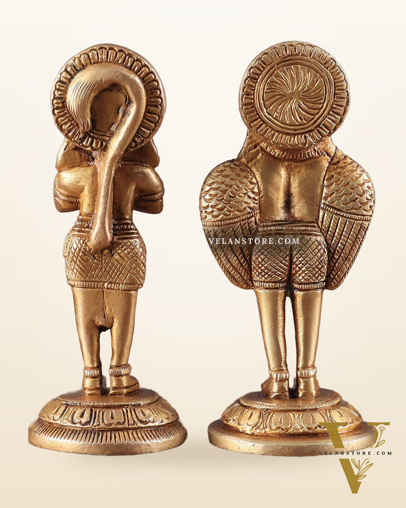 Brass Garuda and Hanuman Pair – Divine Statues 4"