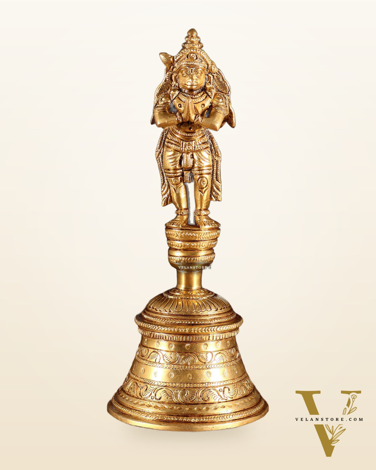 Brass Garuda Hanuman Hand Bell – Durable & Steady | 8" H
