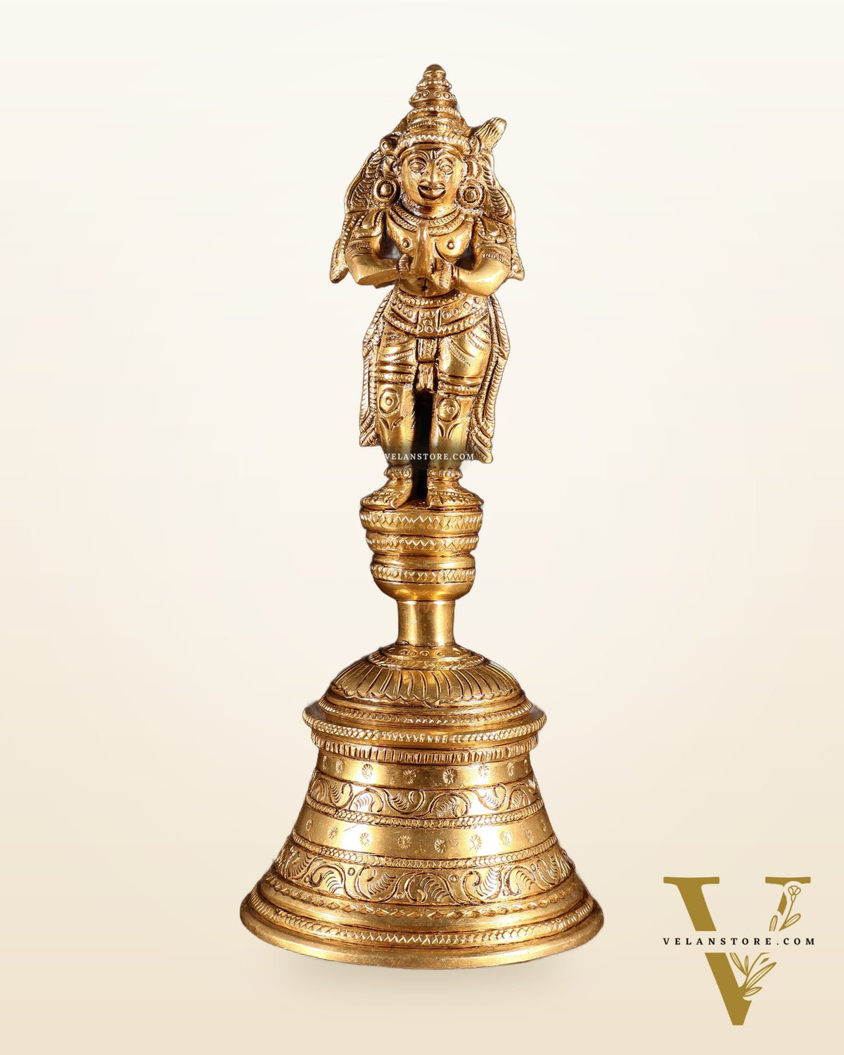 Brass Garuda Hanuman Hand Bell – Durable & Steady | 8" H