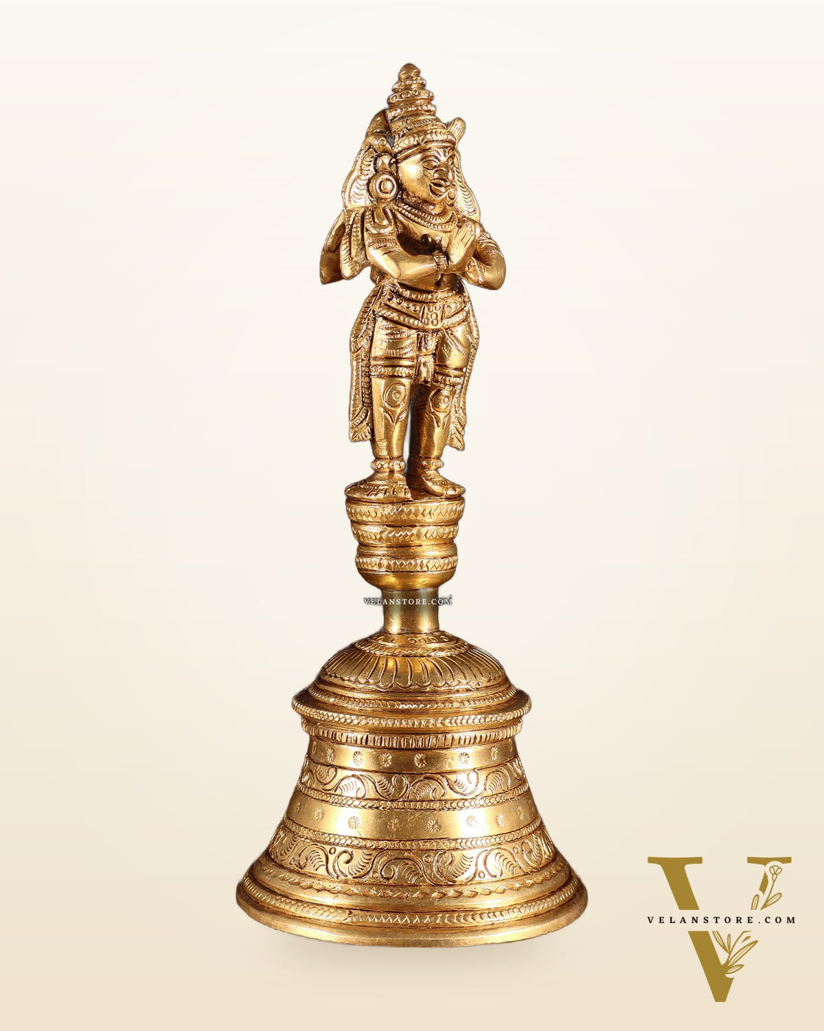 Brass Garuda Hanuman Hand Bell – Durable & Steady | 8" H