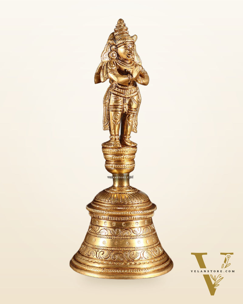 Brass Garuda Hanuman Hand Bell – Durable & Steady | 8" H