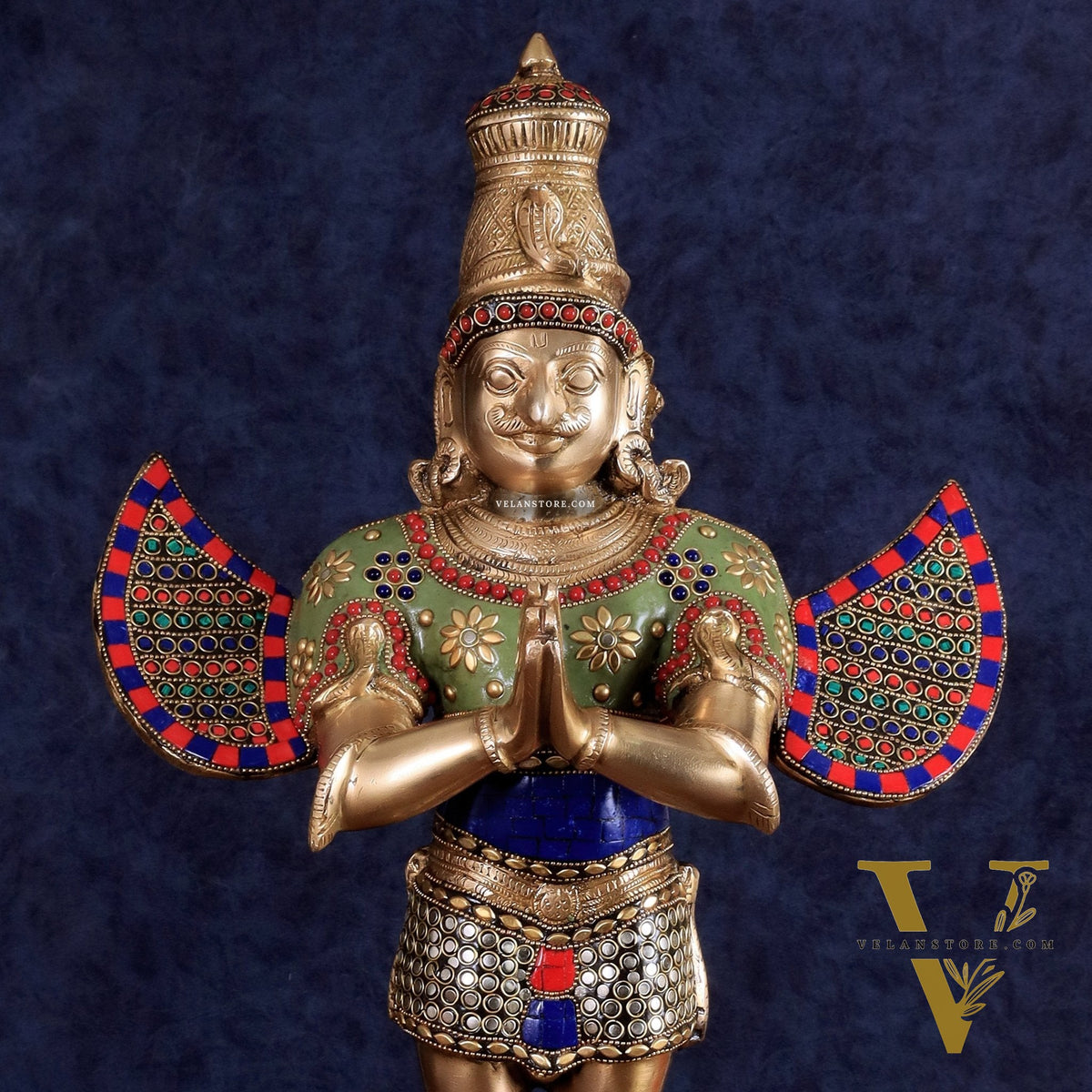 Brass Garuda idol with Meenakari , 22" Tall,