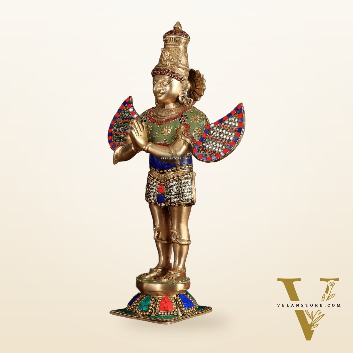 Brass Garuda idol with Meenakari , 22" Tall,
