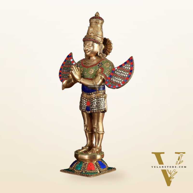Brass Garuda idol with Meenakari , 22" Tall,