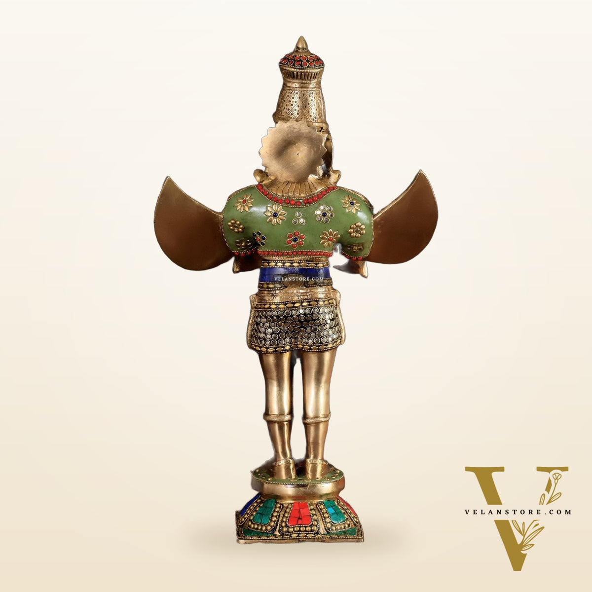 Brass Garuda idol with Meenakari , 22" Tall,