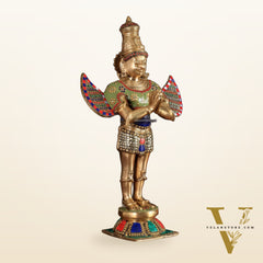 Brass Garuda idol with Meenakari , 22" Tall,