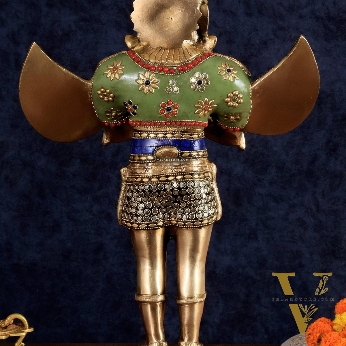 Brass Garuda idol with Meenakari , 22" Tall,