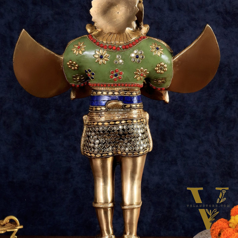 Brass Garuda idol with Meenakari , 22" Tall,