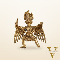 Brass Garuda Standing on Nagaraja Idol - 7 Inch