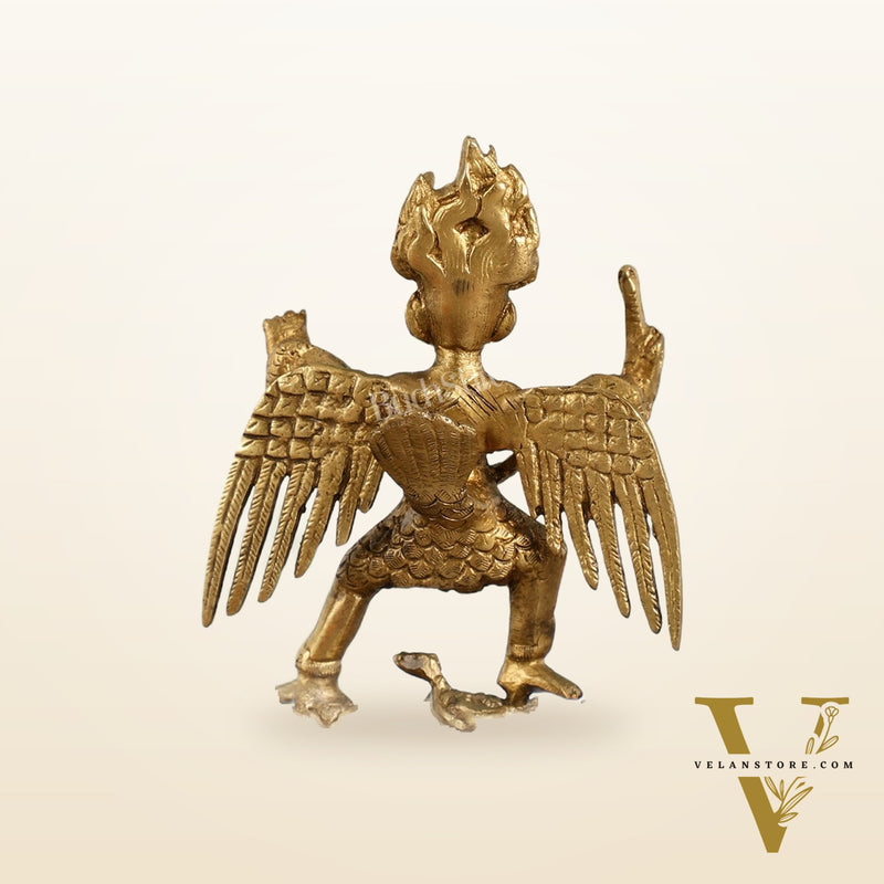 Brass Garuda Standing on Nagaraja Idol - 7 Inch