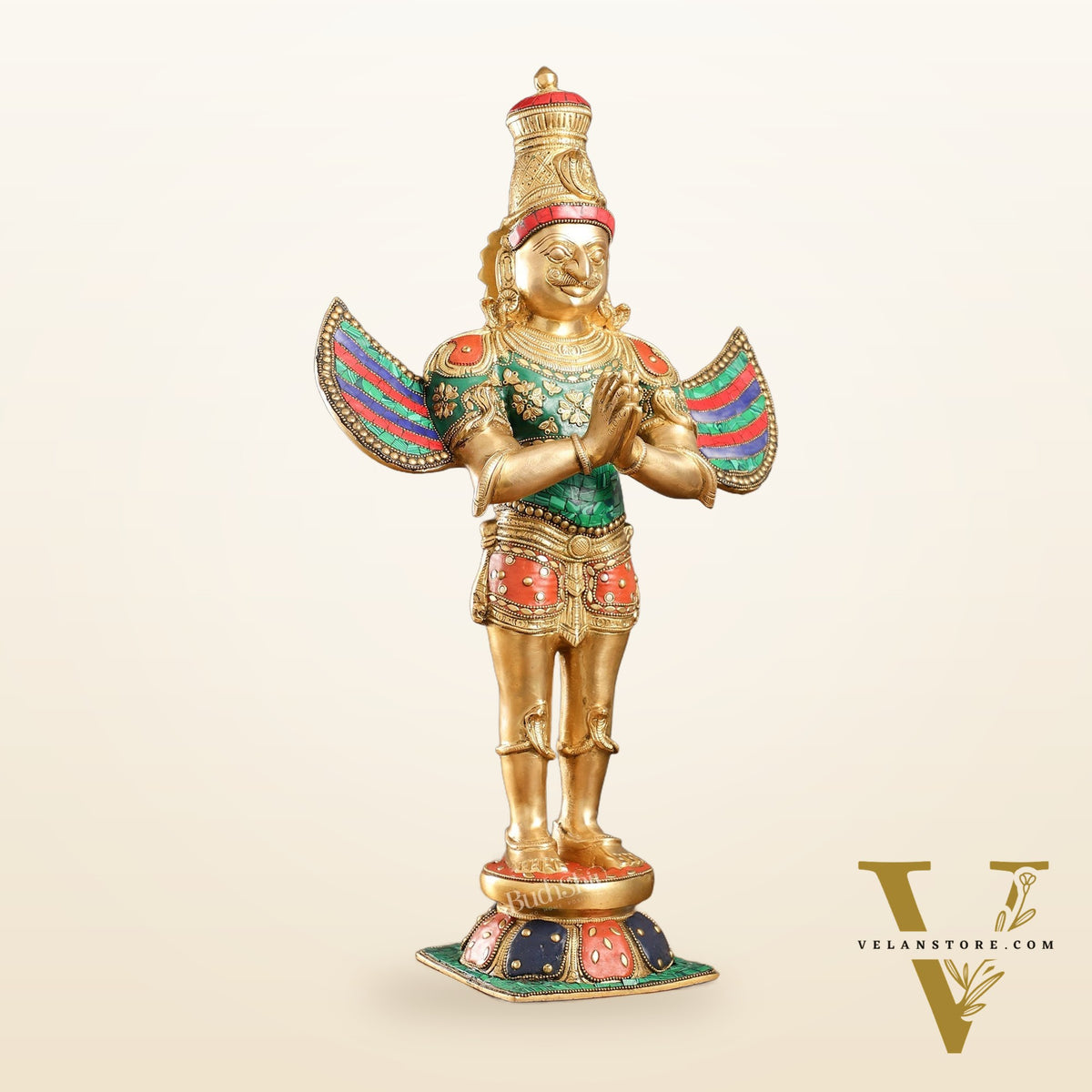 Brass Garuda Statue with Meenakari , 22" Tall,