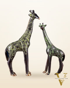 Brass Giraffe Decorative Pair – Handcrafted Animal Figurines 9"