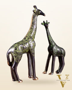 Brass Giraffe Decorative Pair – Handcrafted Animal Figurines 9"