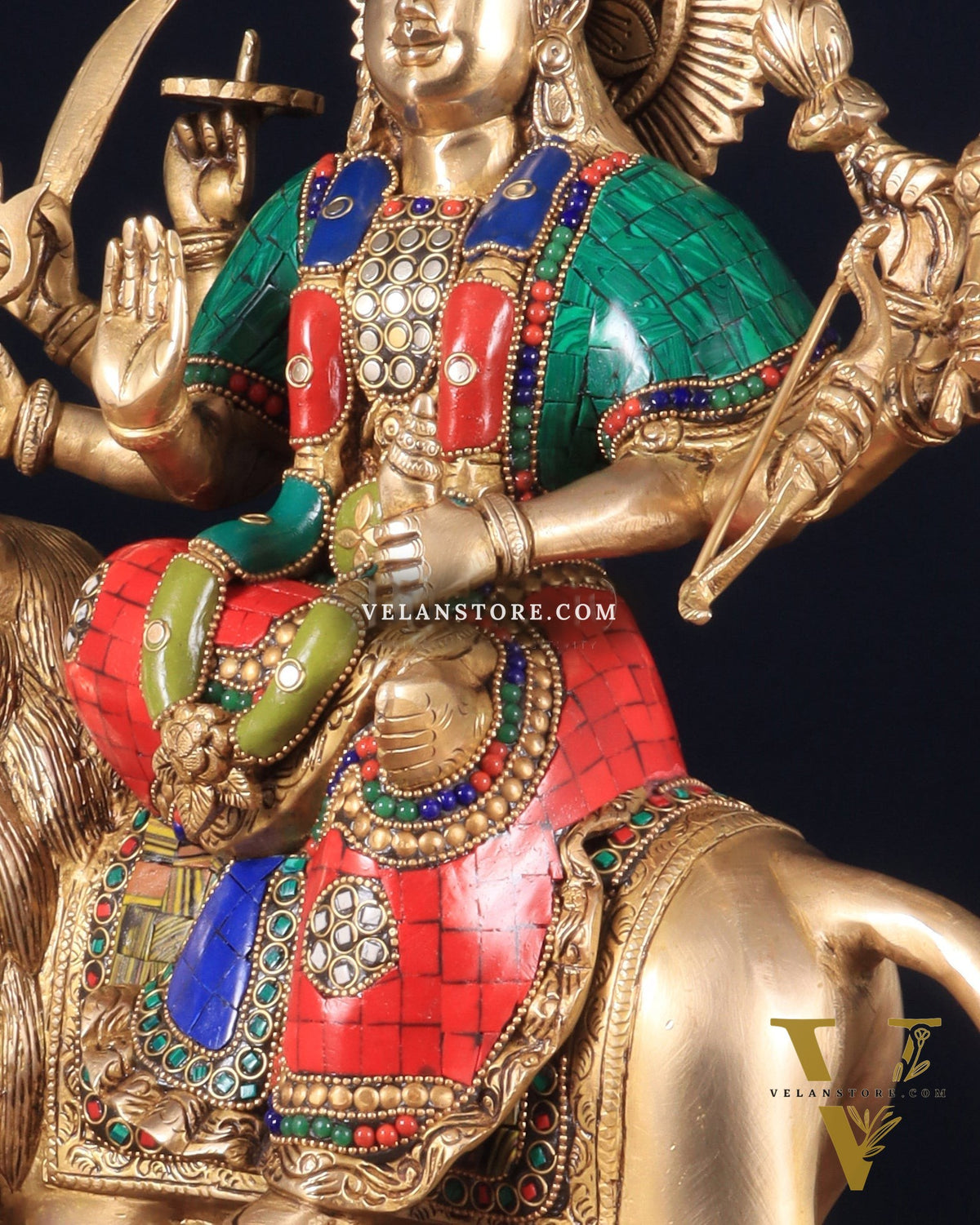 Brass Goddess Durga ma Statue – 17 Inches, Sherawali Mata Murti