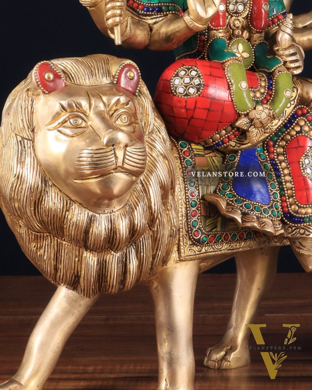 Brass Goddess Durga ma Statue – 17 Inches, Sherawali Mata Murti