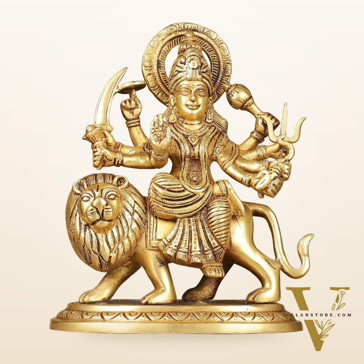 Brass Goddess Durga sherawali ma idol 9.5 inch