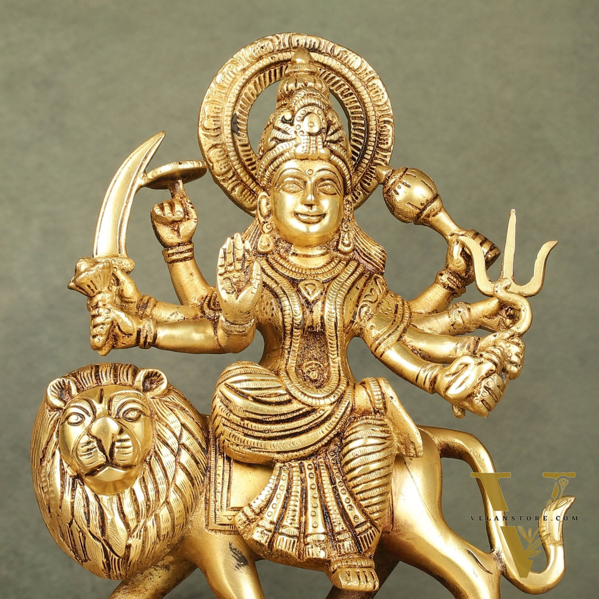 Brass Goddess Durga sherawali ma idol 9.5 inch