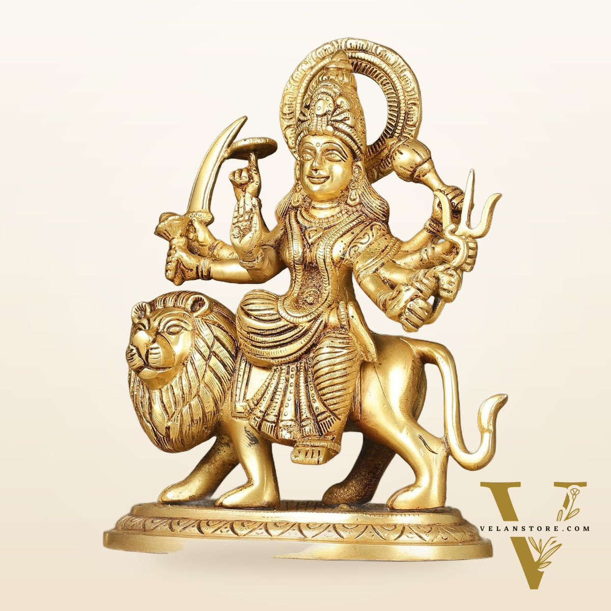 Brass Goddess Durga sherawali ma idol 9.5 inch