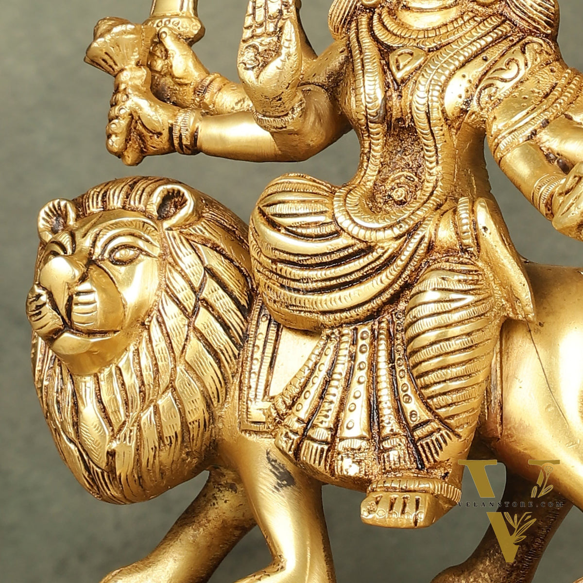Brass Goddess Durga sherawali ma idol 9.5 inch