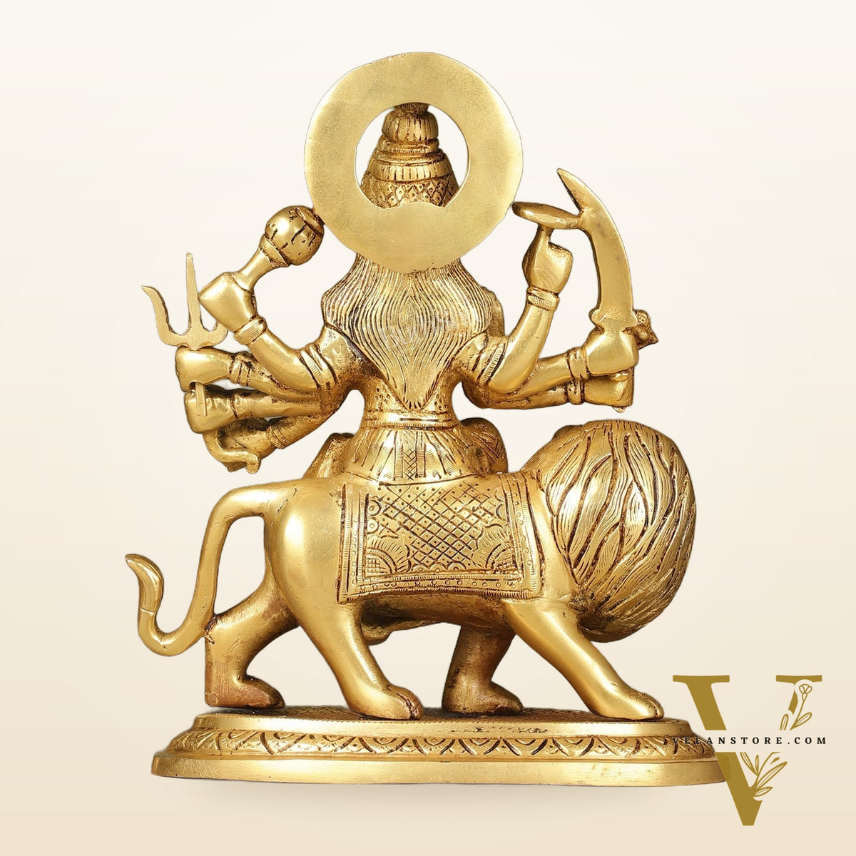Brass Goddess Durga sherawali ma idol 9.5 inch