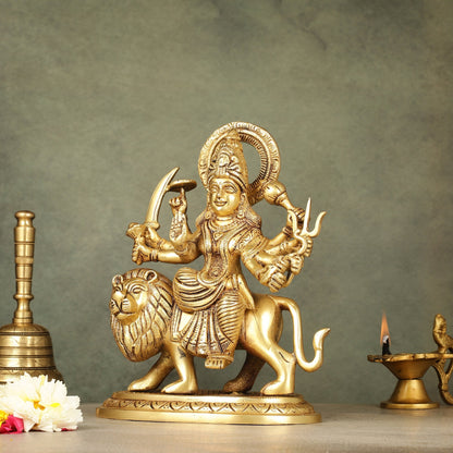 Brass Goddess Durga sherawali ma idol 9.5 inch