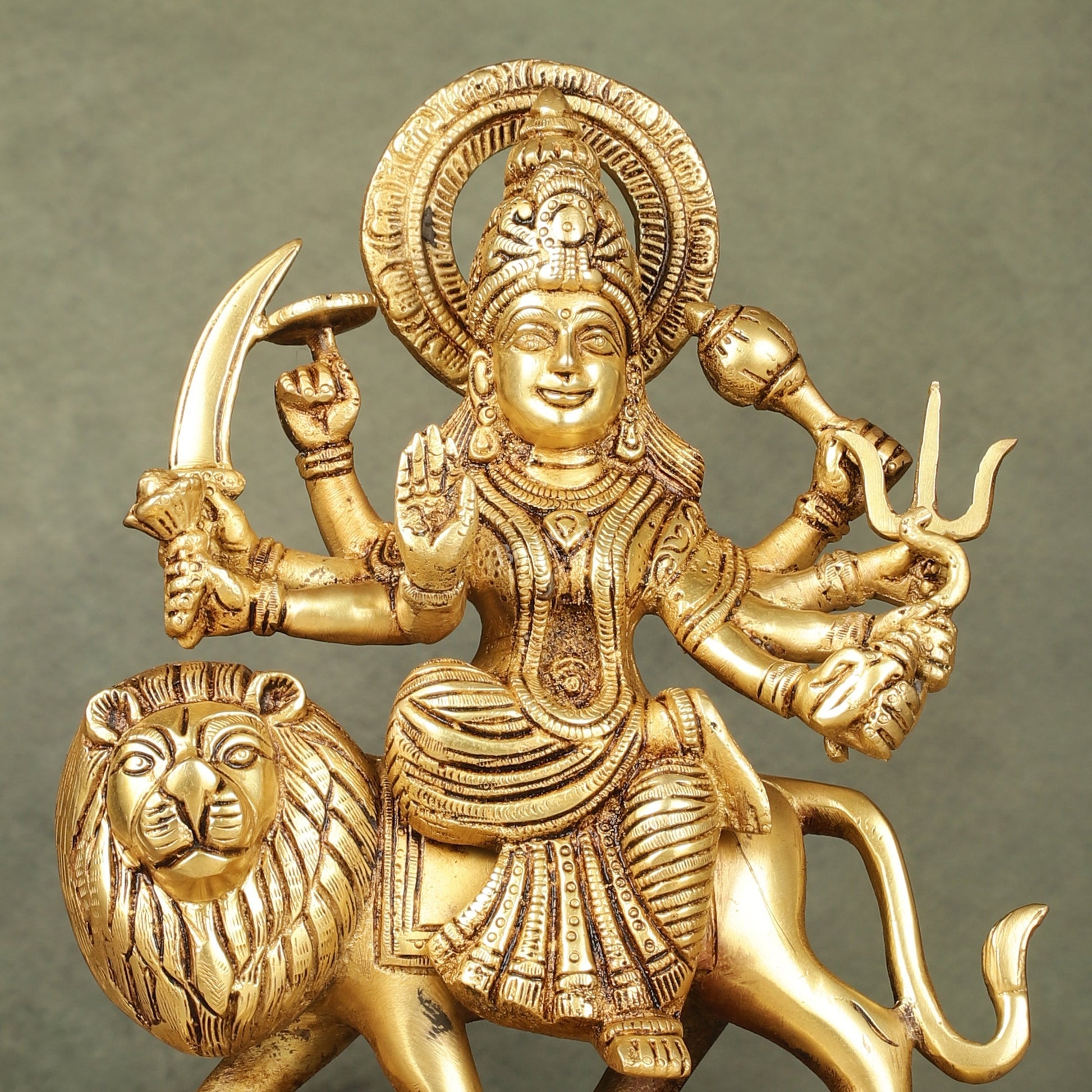 Brass Goddess Durga sherawali ma idol 9.5 inch