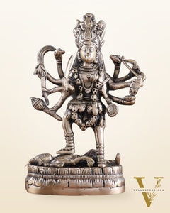 Brass Goddess Kali Statue with Four Arms – 9" x 6" x 3" | Powerful Divine Idol
