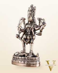 Brass Goddess Kali Statue with Four Arms – 9" x 6" x 3" | Powerful Divine Idol