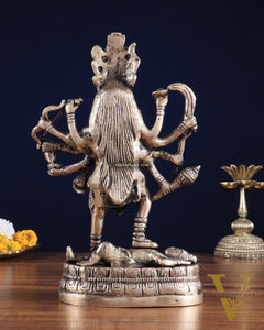 Brass Goddess Kali Statue with Four Arms – 9" x 6" x 3" | Powerful Divine Idol