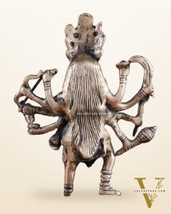 Brass Goddess Kali Statue with Four Arms – 9" x 6" x 3" | Powerful Divine Idol