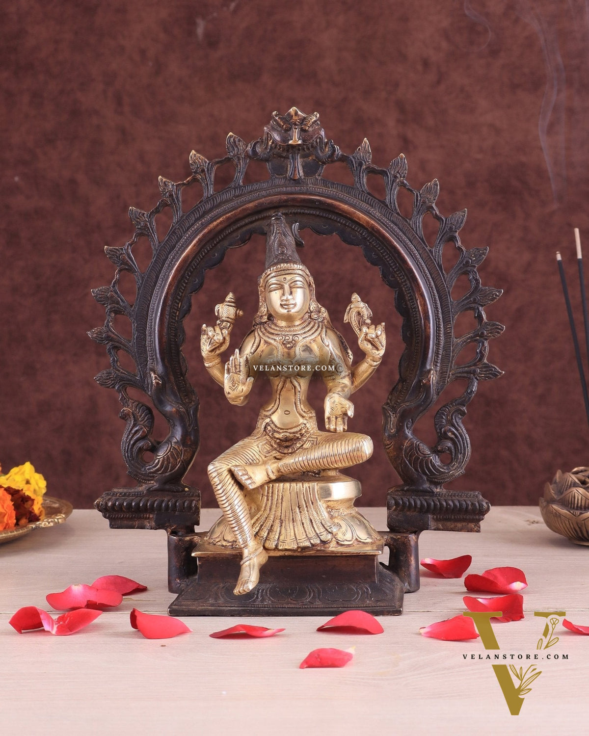 Brass Goddess Lakshmi as Bhuvaneshwari Statue – 10"