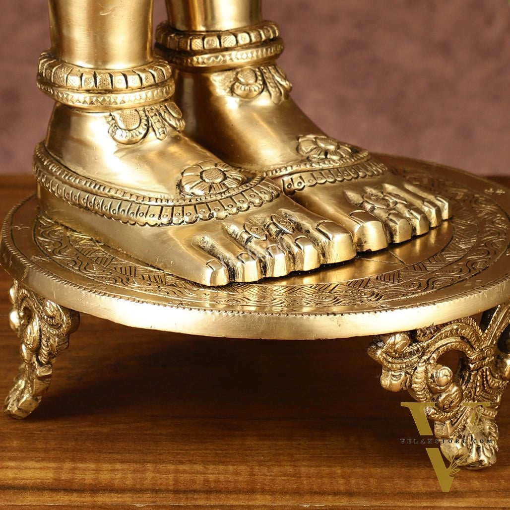 Brass Goddess Lakshmi Feet for Pooja Worship | 8.5 Inch