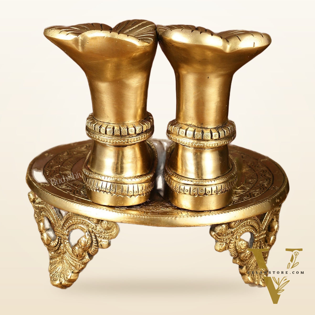 Brass Goddess Lakshmi Feet for Pooja Worship | 8.5 Inch