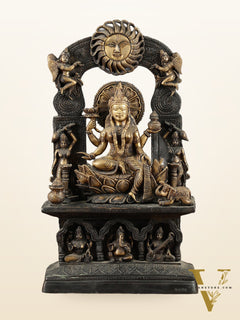 Brass Goddess Lakshmi Mata Statue – 20" Height, Antique Chola Style, Dual-Tone Finish