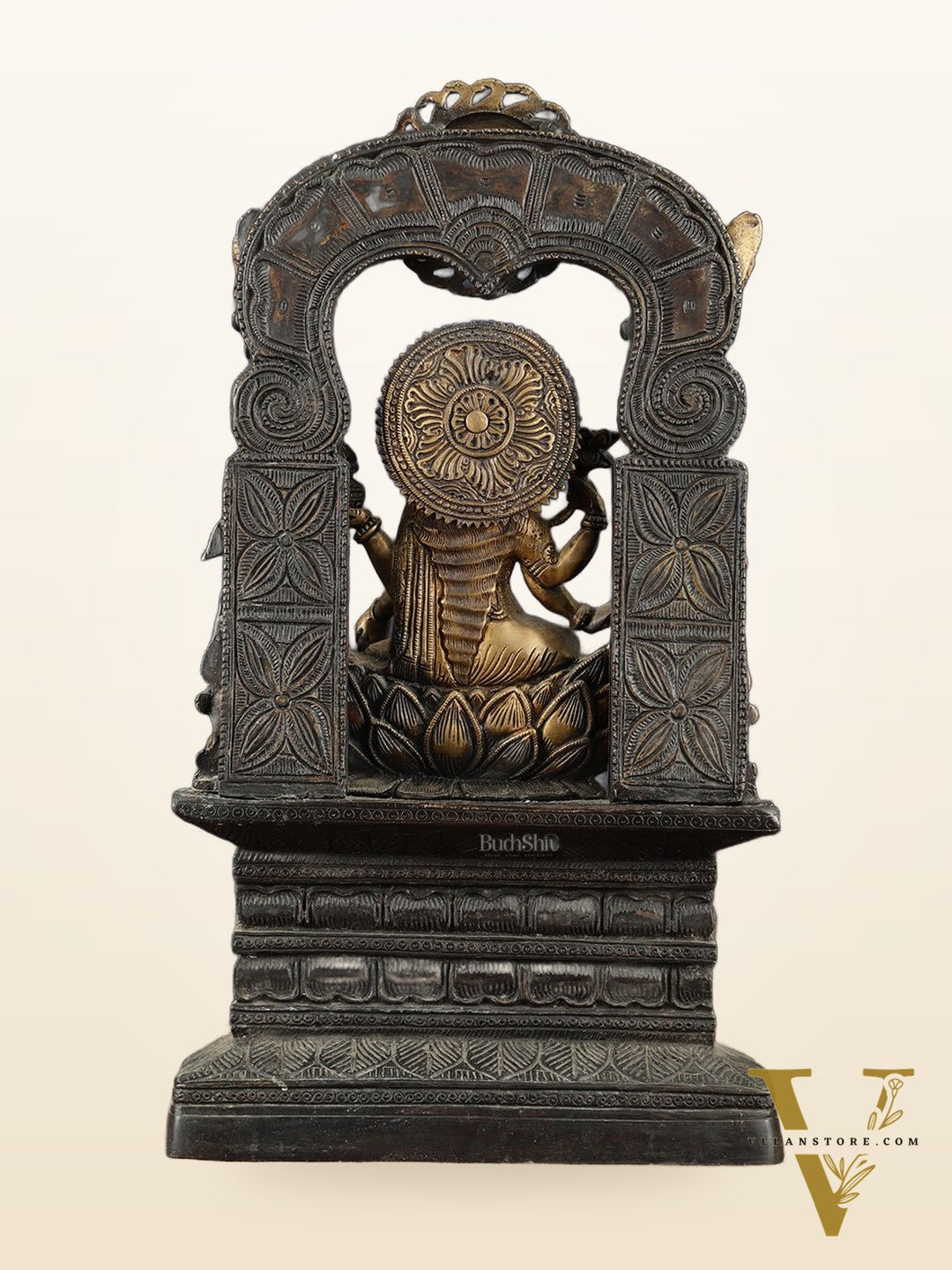 Brass Goddess Lakshmi Mata Statue – 20" Height, Antique Chola Style, Dual-Tone Finish