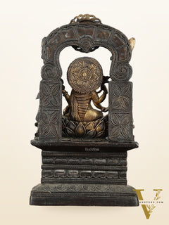 Brass Goddess Lakshmi Mata Statue – 20" Height, Antique Chola Style, Dual-Tone Finish