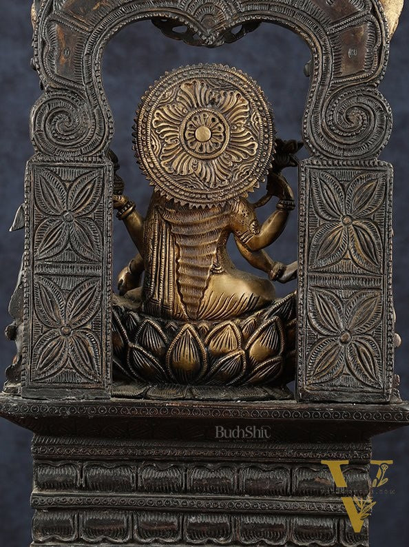 Brass Goddess Lakshmi Mata Statue – 20" Height, Antique Chola Style, Dual-Tone Finish