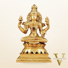 Brass Goddess Lakshmi Statue 12"
